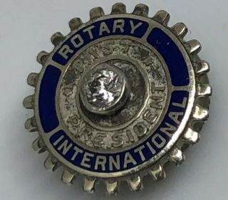 Vintage Rotary International 18k Gold Past President Lapel Pin With Diamond 1.  5g