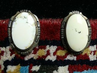 Sterling Silver White Buffalo Turquoise Navajo Clip Earrings Jf James Francisco