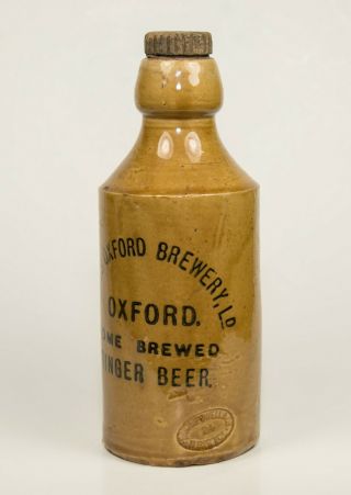 Vintage Halls Oxford Home Brewed Ginger Beer Stoneware Bottle Price Bristol