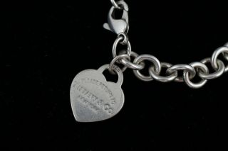 Vintage Return To Tiffany & Co.  Heart Tag Charm Bracelet 7.  5” Pre - Owned 2