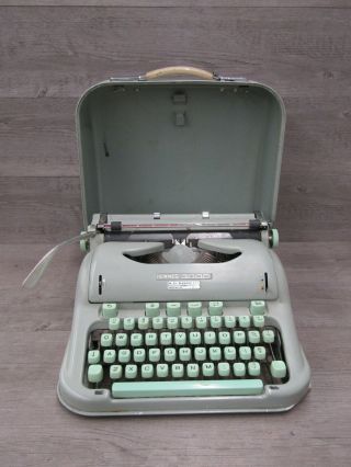 Hermes 3000 Portable Typewriter With Cover Pale Green Keys