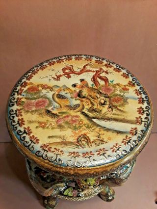 Unusual Antique Chinese Porcelain Garden Seat / Stool Very Ornate 2