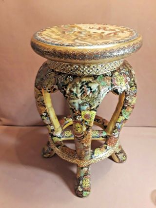 Unusual Antique Chinese Porcelain Garden Seat / Stool Very Ornate 3