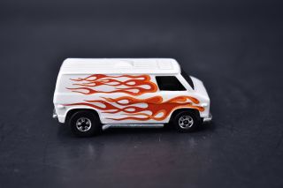 Vintage Hot Wheels White Van With Flames 1974 Hong Kong Blackwalls