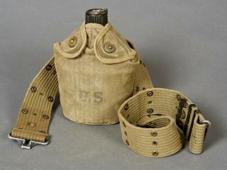 Ww2 Us Army Canteen Set With Pistol Belt 1943