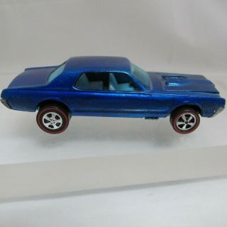 Hot Wheels Redline 1968 Custom Cougar Blue On Blue (non - Drilled Re - Paint)