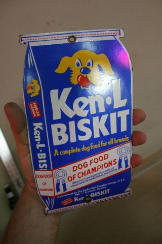Ken - L Biskit Dog Food Champions Porcelain Metal Sign Gas Oil Animal Vet Rx Farm