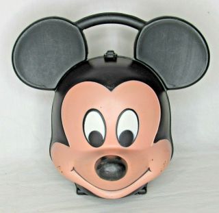 Mickey Mouse Lunch Box Disney Plastic Round Vintage
