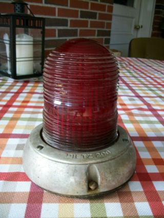 Vintage Dietz 205 Red Emergency Beacon Light Lens With 200 Base