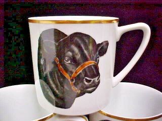 4 Abercrombie & Fitch Black Angus Bull MugS Vosmansky Barnyard Animal 3