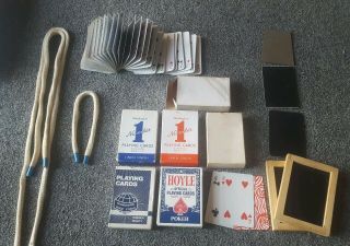 Vintage Card Tricks And Rope Magic Trick And Paper Work.
