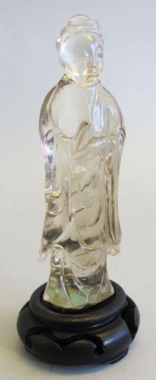 Fine Antique Chinese Carved Rock Crystal Figure C.  1950 Hardstone