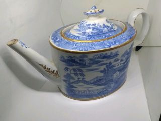 Fine Chinese 18th Century Export Nanking Gold Blue & White Porcelain Teapot
