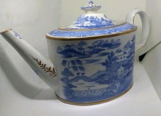 Fine Chinese 18th Century Export Nanking Gold Blue & White Porcelain Teapot 2
