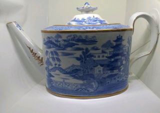 Fine Chinese 18th Century Export Nanking Gold Blue & White Porcelain Teapot 3