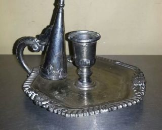 Vintage Candle Holder With Removable Candle Snuffer Silver Plate ? Marked Y