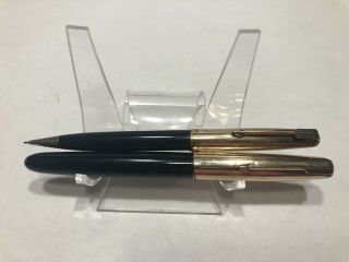 Vintage Parker 51 Aerometric Midnight Blue 1/10 12k Gf Ru Fountain Pen & Pencil