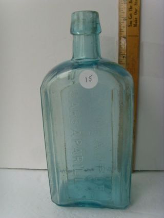Antq Large Blue - Aqua Extract Of Sarsaparilla–john Bull Medicine 1860 - 1870 58/15