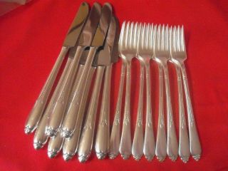 (16) Pc Rogers Is Silverplate Grill Knives & Forks,  1933 Inspiration 18