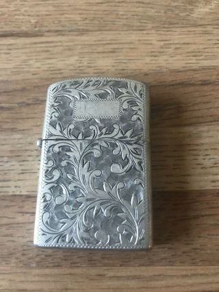 Vintage.  950 Sterling Silver Cigarette Case With Leaf Motif