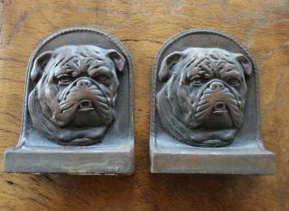 Vintage English Bulldog Bookends Bronze - Color