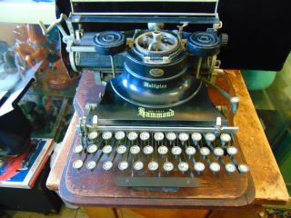 Antique Typewriter Hammond Multiplex Typewriter In Wooden Case - - Read