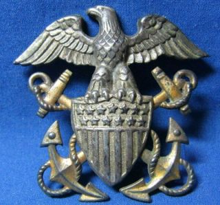 Wwii Sterling Navy Naval Officer Hat Badge By H&h Viking