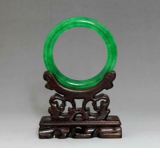 Perfect Rare Chinese Carved Natural Jadeite Bracelet Bangle 6cm (k8)
