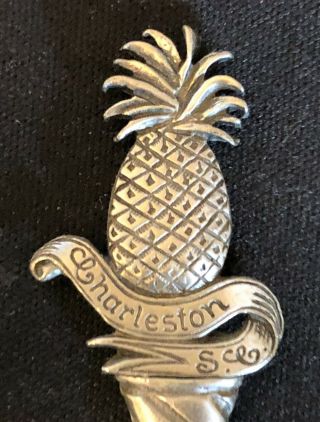 Charleston,  Sc & Pineapple (top) On Pewter Souvenir Spoon - Pre - Owned