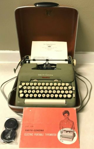 Smith Corona Portable Electric Typewriter 5te Seafoam Green Artistic Font 1960