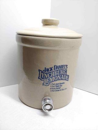 Vintage Jack Daniels Lynchburg Lemonade Stoneware Crock Dispenser With Spout