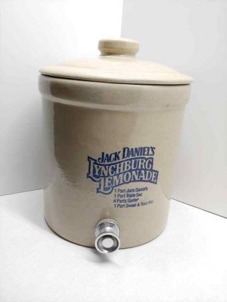 Vintage Jack Daniels Lynchburg Lemonade Stoneware Crock Dispenser With Spout 2