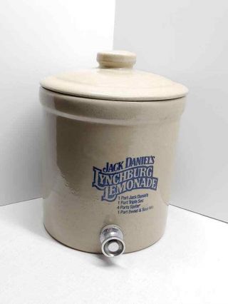 Vintage Jack Daniels Lynchburg Lemonade Stoneware Crock Dispenser With Spout 3