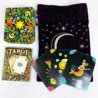 Tarot Card Deck And Moon Drawstring Bag Pouch