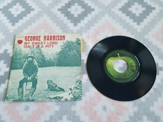 The Beatles George Harrison French Apple 45 Record My Sweet Lord 1971 Ps