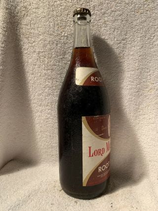 FULL 30oz LORD MAXWELL ROOT BEER PAPER LABEL SODA BOTTLE SINCE 1895 2