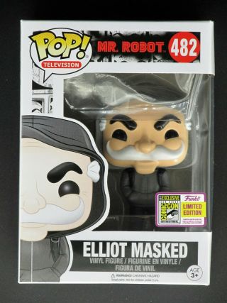 Funko Pop Mr Robot Elliot Masked 2017 Sdcc Comic Con W/box Protector -