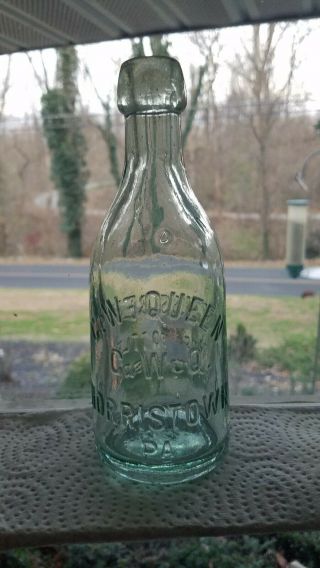 Vintage 1/2 Pint,  Blob Top,  C.  W.  Queen,  Weiss Beer Bottle,  Norristown,  Pa.