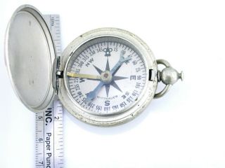 Great Us Marked Wittnauer Wwi Military Pocket Compass - 1 3/4 " Across