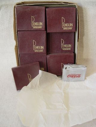 Nos Mib Vintage Drink Coca - Cola Coke Soda Penguin Cigarette Lighter