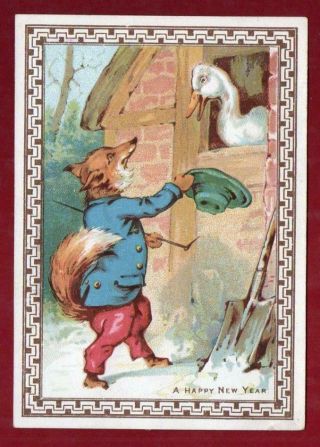 Victorian Goodall Goose & Fox Christmas Greeting Card