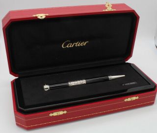 Cartier Ballpoint Calendar Watch Pen Black Lacquer And Platinum 629/2000 6931