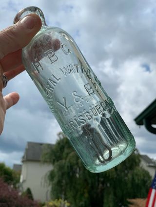 Vintage Green Tint H B C Mineral Water Co Harrisburg Pa Mug Base Hutch Bottle