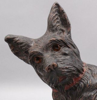 Antique Painted Figural Scottish Terrier Scotty Dog Glass Eyes,  SYROCO Wood 3