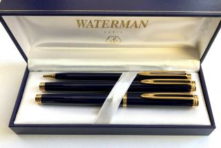 Vintage Waterman Gentleman Blue Series Fountain,  Rollerball & Ballpoint Pen - 3