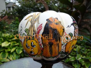 Welsh Terriers And Owl Halloween Faux Pumpkin Lakeland Or Airedale Terrier