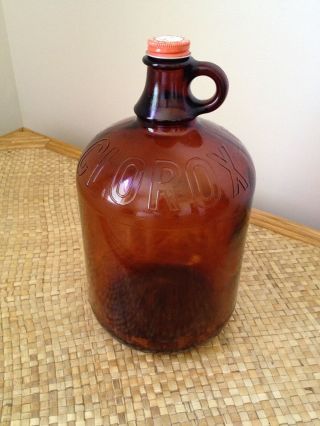 Vintage Clorox 1gal Brown Glass Jug