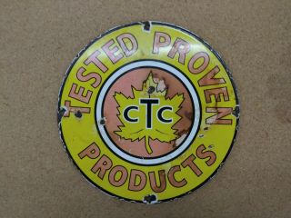 Ctc Products Proven Porcelain Sign Oil Vintage Gas Station Old Canada