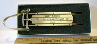 John Deere Leaping Deer Logo 2001 Pewter Sled Christmas Ornament Spec Cast Xmas