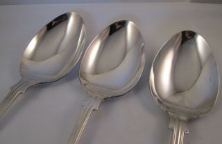 Vintage Set of 3 Silver Plated Serving Spoons - Fiddle Thread & Shell Pattern 2